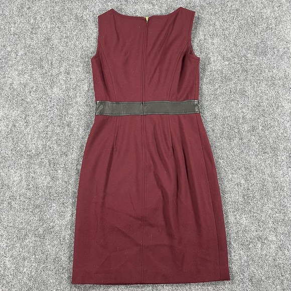 Tory Burch Dress Womens 4 Red Black Sheath Knee Length Leather Trim Military - Picture 2 of 7